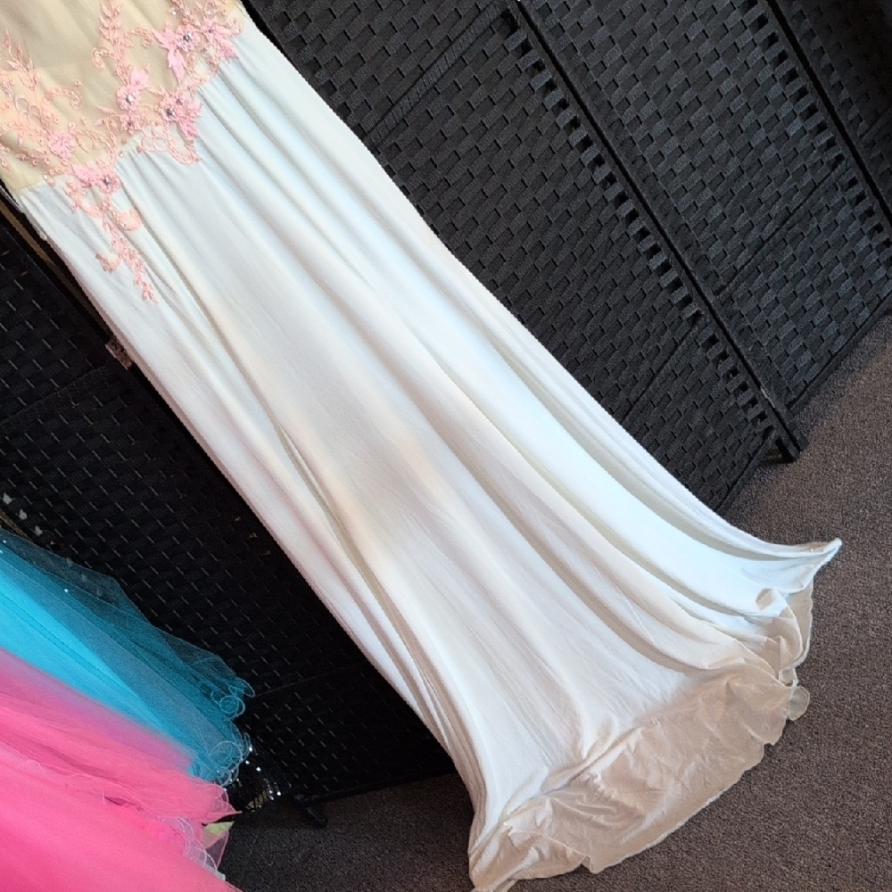 Rachel Allan Pink Appliqué Illusion Bodice Maxi Dress - Picture 7 of 11